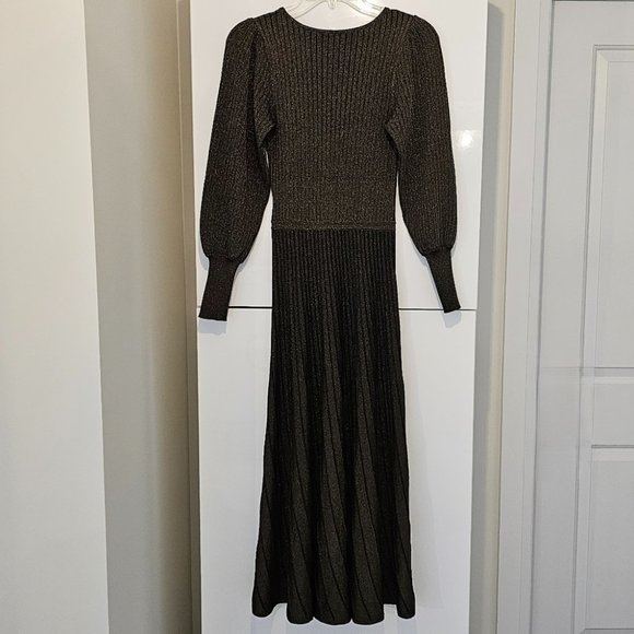 SANDRO Paris Aure Metallic Long Lurex Knit Dress! - Picture 3 of 16